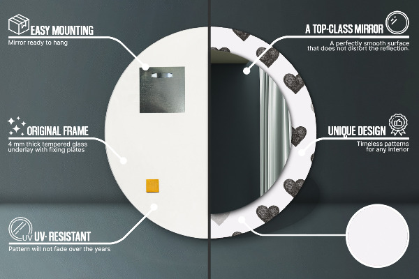 Abstraktné srdcia Okrúhle dekoračné zrkadlo