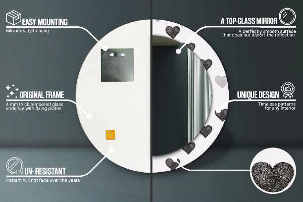 Abstraktné srdcia Okrúhle dekoračné zrkadlo