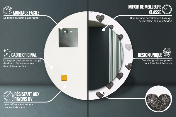 Abstraktné srdcia Okrúhle dekoračné zrkadlo