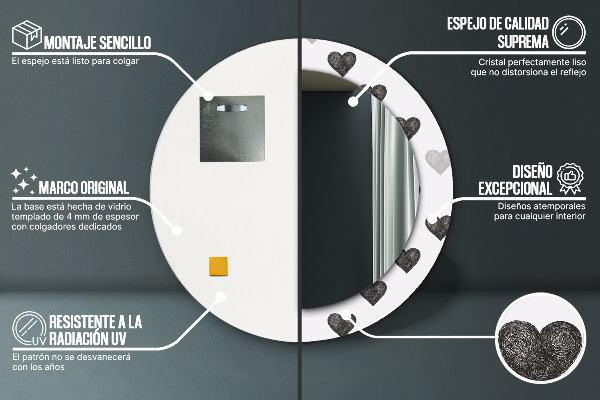 Abstraktné srdcia Okrúhle dekoračné zrkadlo