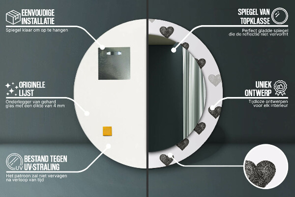 Abstraktné srdcia Okrúhle dekoračné zrkadlo