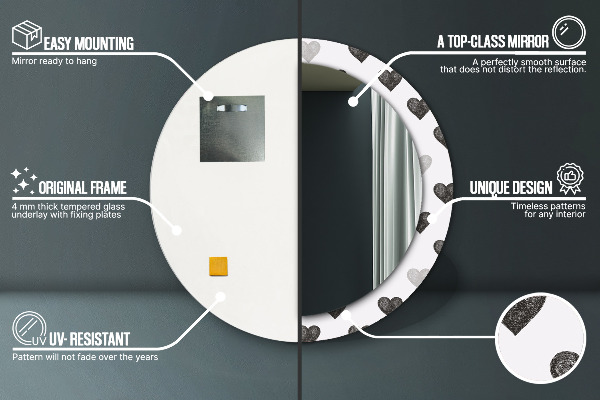 Abstraktné srdcia Okrúhle dekoračné zrkadlo
