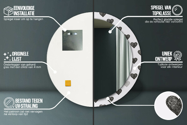 Abstraktné srdcia Okrúhle dekoračné zrkadlo