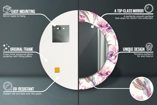 Kvety pivoniek Okrúhle dekoračné zrkadlo