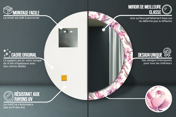 Kvety pivoniek Okrúhle dekoračné zrkadlo