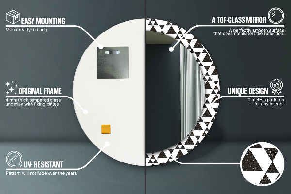Geometrické trojuholníky Okrúhle dekoračné zrkadlo