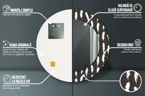 Perie Okrúhle dekoračné zrkadlo