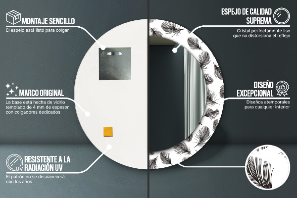 Perie Okrúhle dekoračné zrkadlo