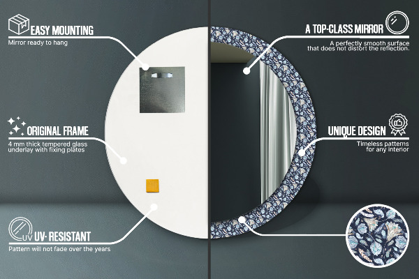 Boho vzor Okrúhle dekoračné zrkadlo na stenu