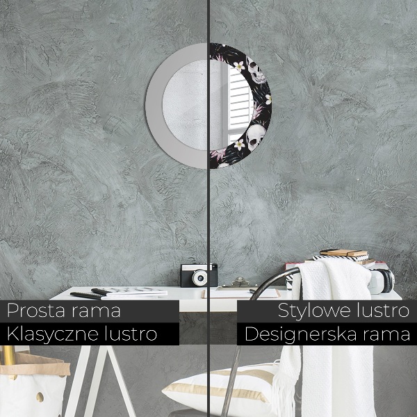 Kvety lebky Okrúhle dekoračné zrkadlo