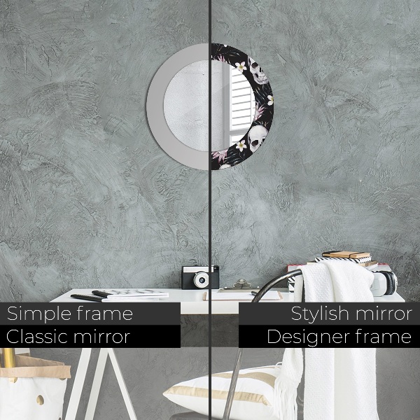 Kvety lebky Okrúhle dekoračné zrkadlo