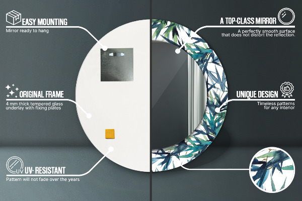 Modré palmy Okrúhle dekoračné zrkadlo