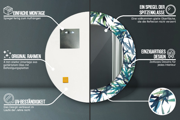 Modré palmy Okrúhle dekoračné zrkadlo