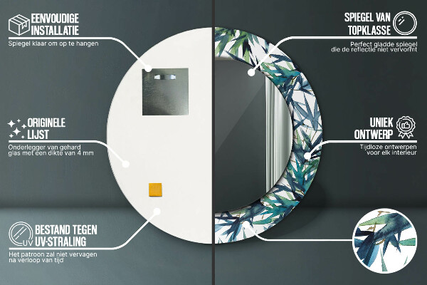 Modré palmy Okrúhle dekoračné zrkadlo