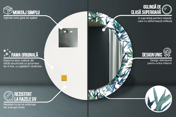 Modré palmy Okrúhle dekoračné zrkadlo