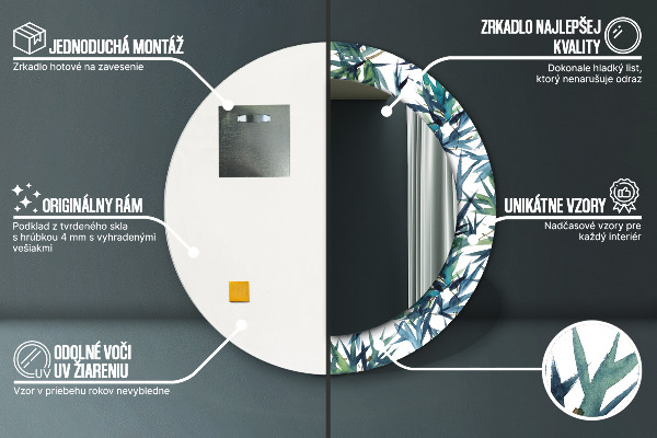 Modré palmy Okrúhle dekoračné zrkadlo