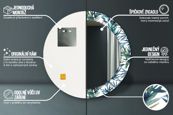 Modré palmy Okrúhle dekoračné zrkadlo