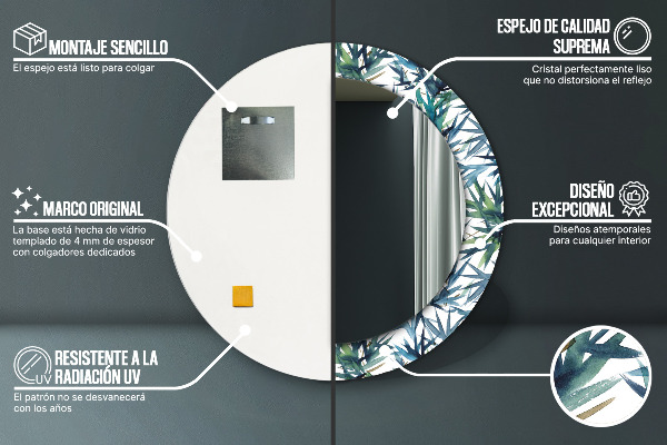 Modré palmy Okrúhle dekoračné zrkadlo