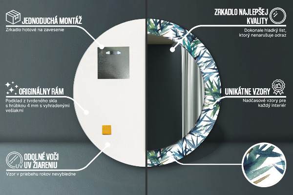 Modré palmy Okrúhle dekoračné zrkadlo