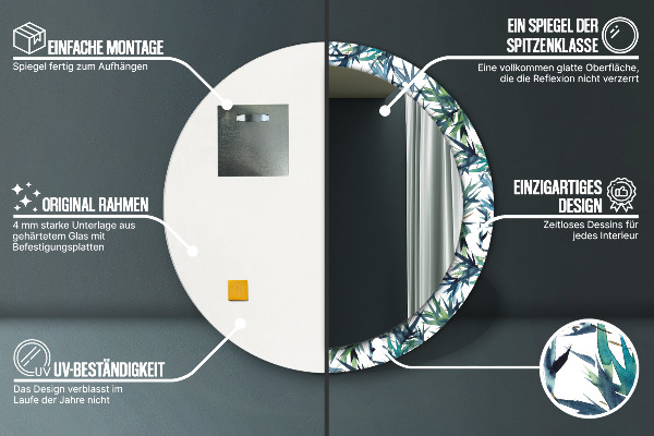 Modré palmy Okrúhle dekoračné zrkadlo