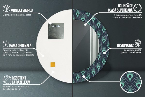 Kvetinový vzor Okrúhle dekoračné zrkadlo