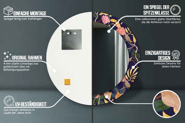 Akvarely Okrúhle dekoračné zrkadlo