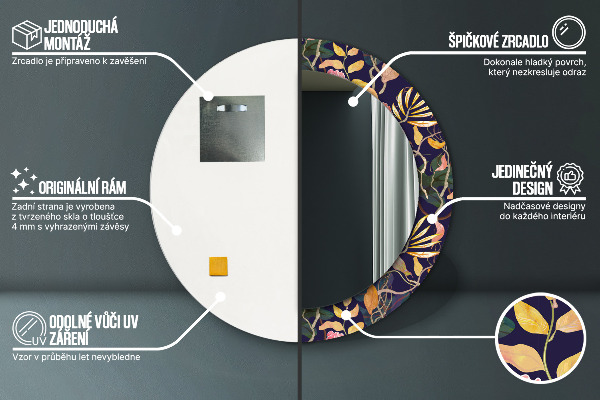 Akvarely Okrúhle dekoračné zrkadlo