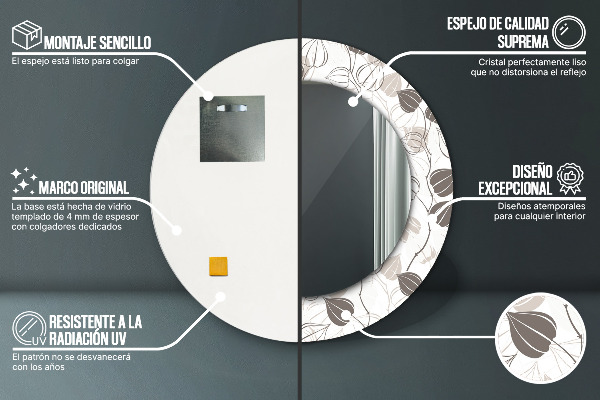 Abstraktný kvetinový Okrúhle dekoračné zrkadlo