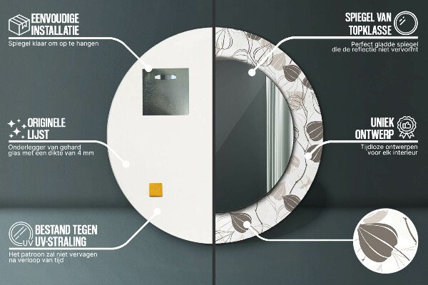 Abstraktný kvetinový Okrúhle dekoračné zrkadlo