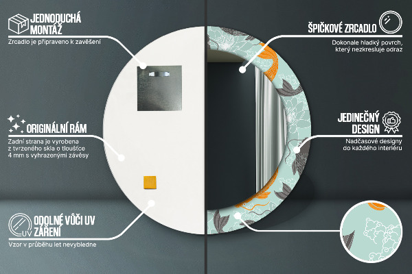 Čínsky kap Okrúhle dekoračné zrkadlo na stenu