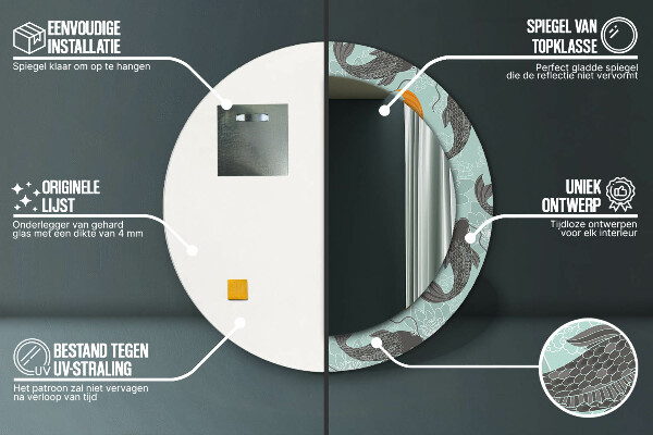 Čínsky kap Okrúhle dekoračné zrkadlo na stenu