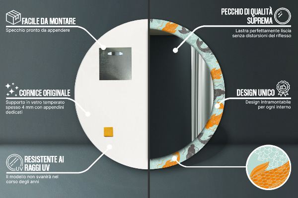 Čínsky kap Okrúhle dekoračné zrkadlo na stenu