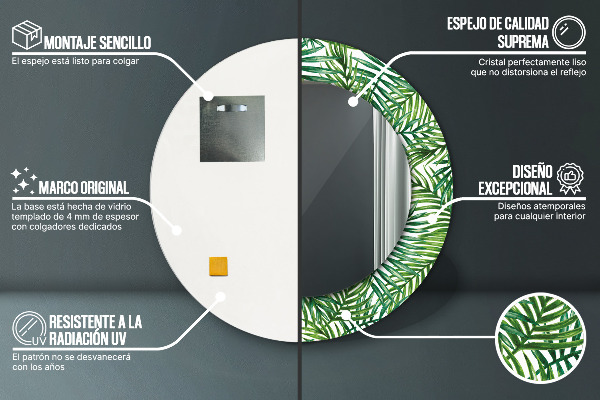 Tropická dlaň Okrúhle dekoračné zrkadlo