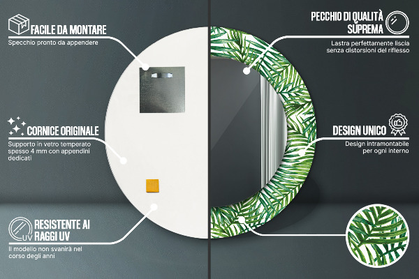 Tropická dlaň Okrúhle dekoračné zrkadlo