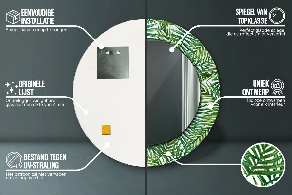 Tropická dlaň Okrúhle dekoračné zrkadlo