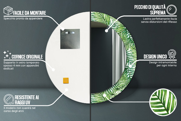 Tropická dlaň Okrúhle dekoračné zrkadlo