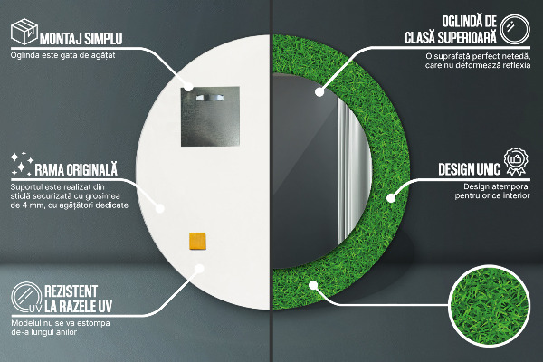 zelená tráva Okrúhle dekoračné zrkadlo