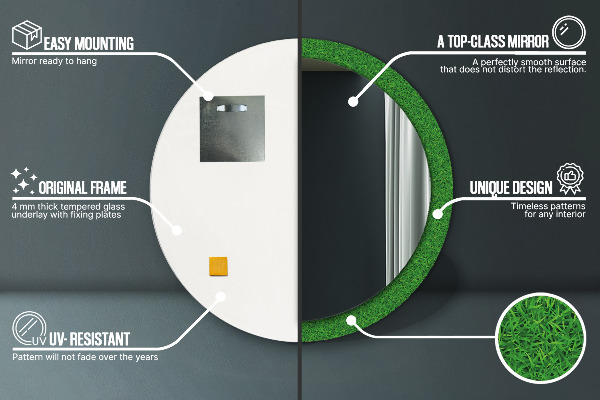 zelená tráva Okrúhle dekoračné zrkadlo