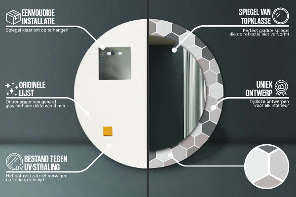 Šesťuholník Okrúhle dekoračné zrkadlo