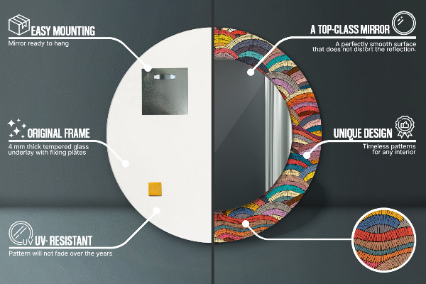 Čechá ozdoba Okrúhle dekoračné zrkadlo