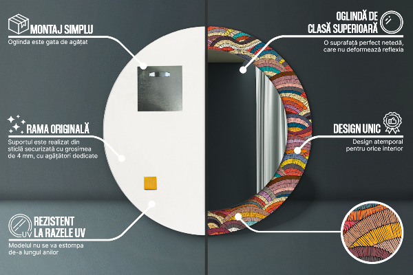 Čechá ozdoba Okrúhle dekoračné zrkadlo