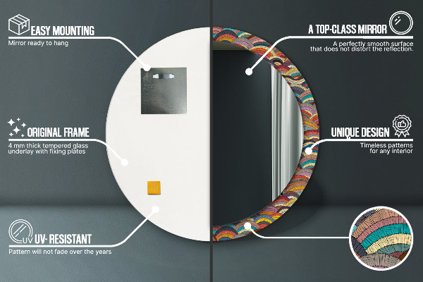 Čechá ozdoba Okrúhle dekoračné zrkadlo