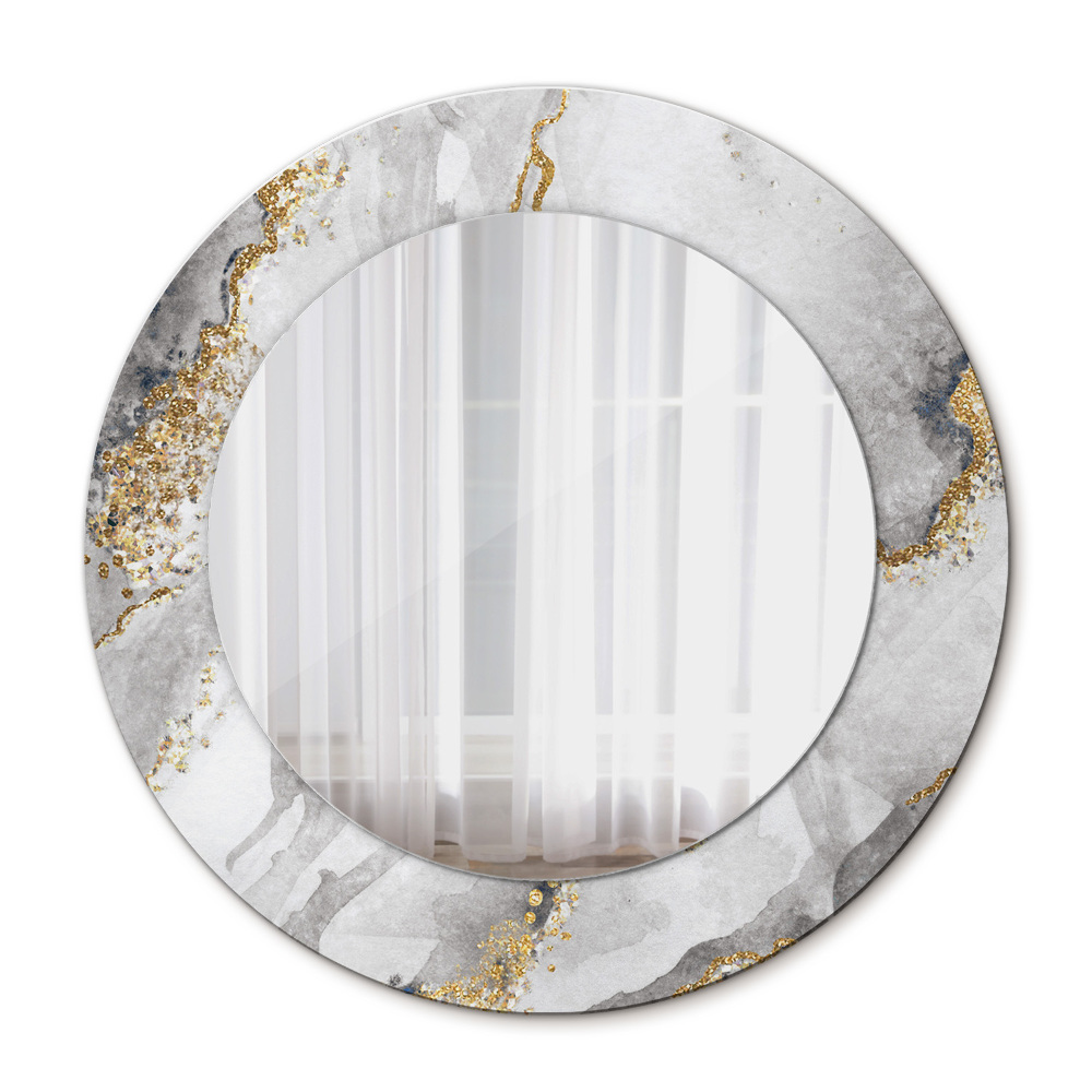 Biele mramorové zlato Okrúhle dekoračné zrkadlo