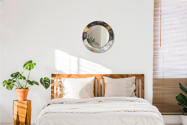 Mramor a zlato Okrúhle dekoračné zrkadlo