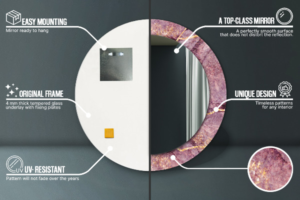 Mramor s pridaním zlata Okrúhle zrkadlo s motívom