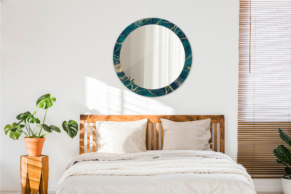 Zelený malachitový mramor Okrúhle zrkadlo s motívom