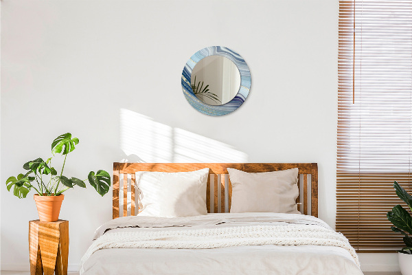 Modrý mramor Okrúhle zrkadlo s motívom