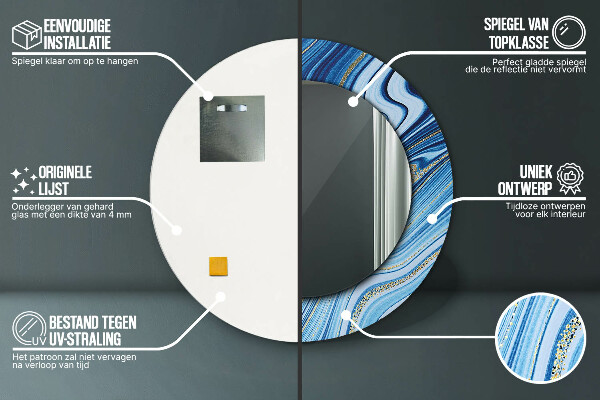 Modrý mramor Okrúhle dekoračné zrkadlo