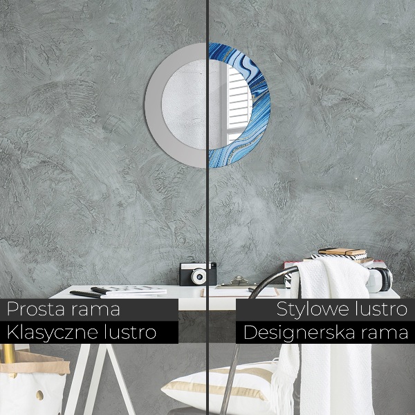 Modrý mramor Okrúhle dekoračné zrkadlo