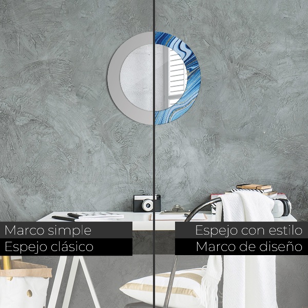 Modrý mramor Okrúhle dekoračné zrkadlo